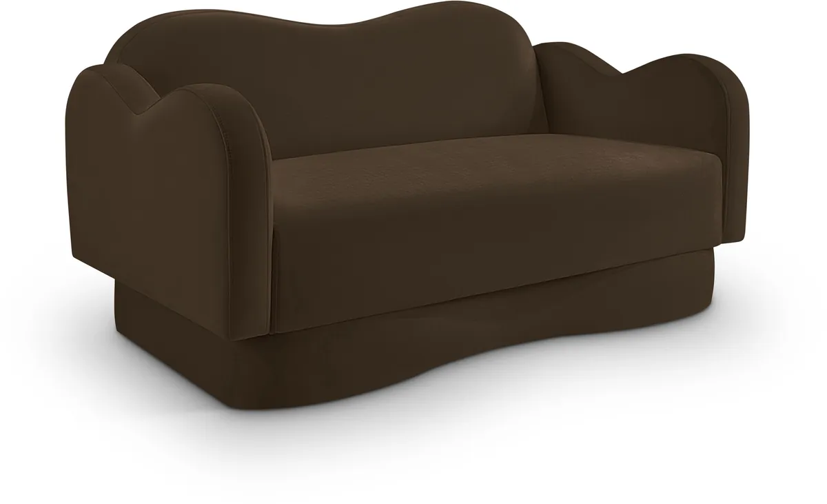 Bloom - Velvet Loveseat - Brown