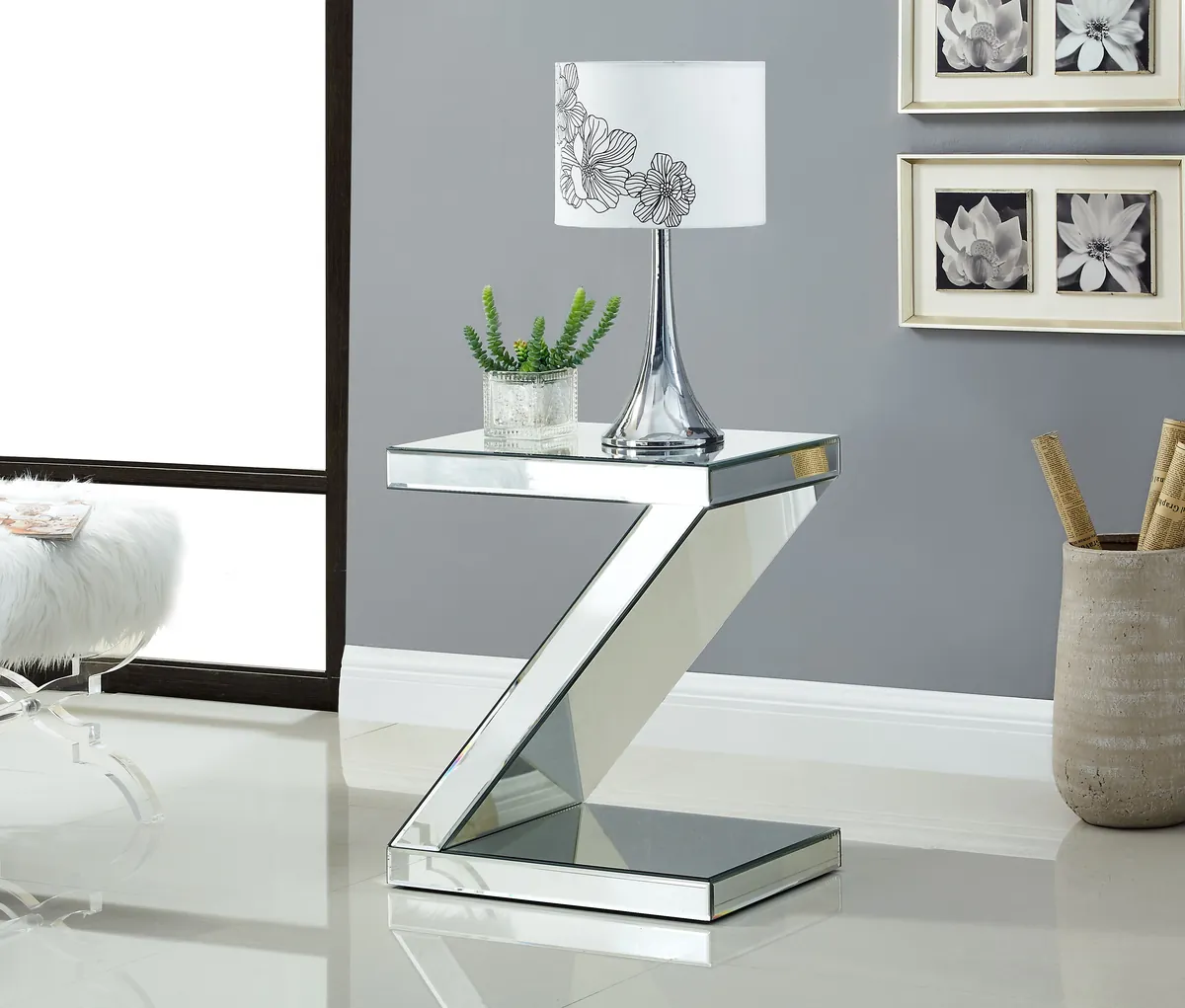 Zee - End Table - Pearl Silver - View 2