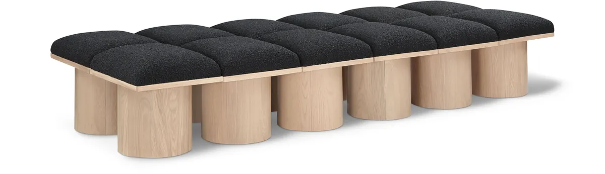 Pavilion - 93" 12 Piece Modular Bench With Natural Base - Black