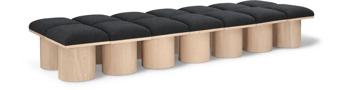 Pavilion - 108.5" 14 Piece Modular Bench With Natural Base - Black