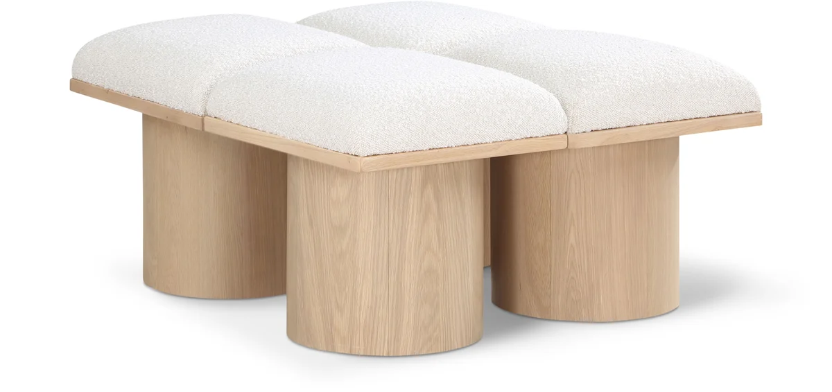 Pavilion - 31" 4 Piece Modular Bench With Natural Base - Cream