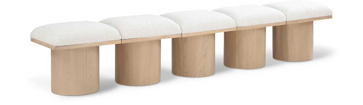 Pavilion - 90" 5 Piece Modular Bench With Natural Base - Cream