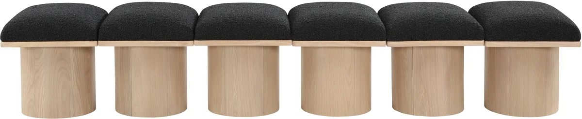 Pavilion - 93" 6 Piece Modular Bench With Natural Base - Black - View 2