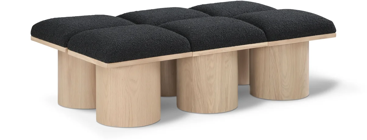 Pavilion - 54" 6 Piece Modular Bench With Natural Base - Black