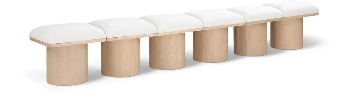 Pavilion - 108" 6 Piece Modular Bench With Natural Base - Cream