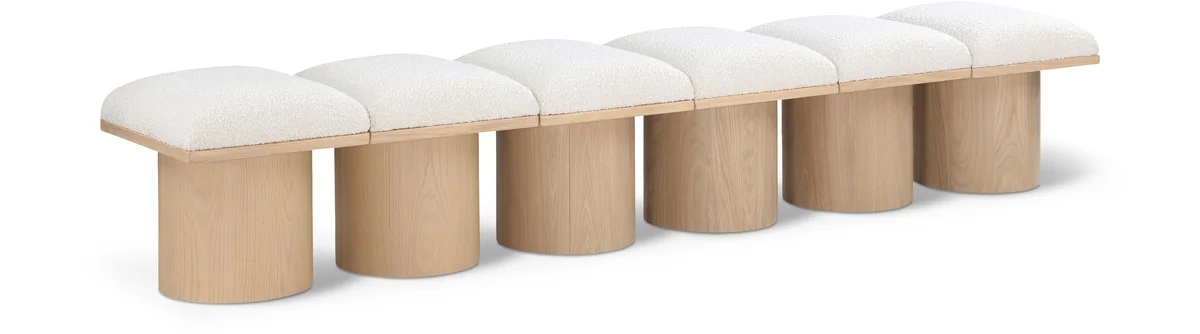 Pavilion - 93" 6 Piece Modular Bench With Natural Base - Cream