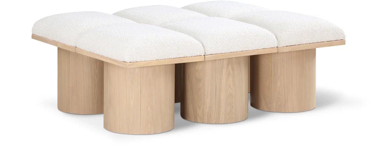 Pavilion - 46.5" 6 Piece Modular Bench With Natural Base - Cream