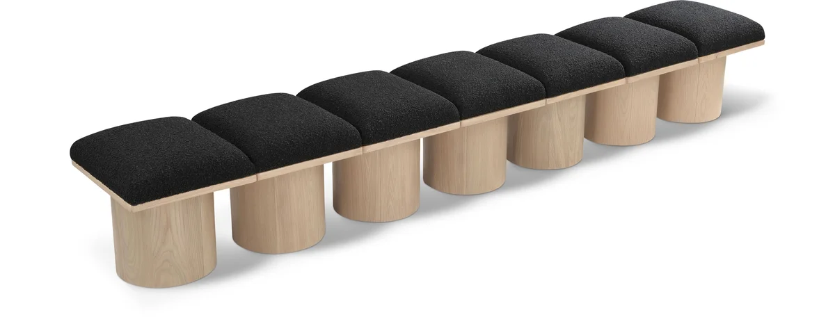 Pavilion - 126" 7 Piece Modular Bench With Natural Base - Black