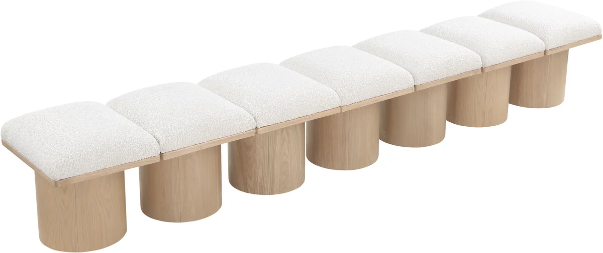 Pavilion - 126" 7 Piece Modular Bench With Natural Base - Cream - View 2