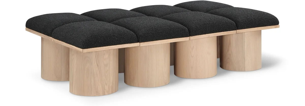 Pavilion - 62" 8 Piece Modular Bench With Natural Base - Black