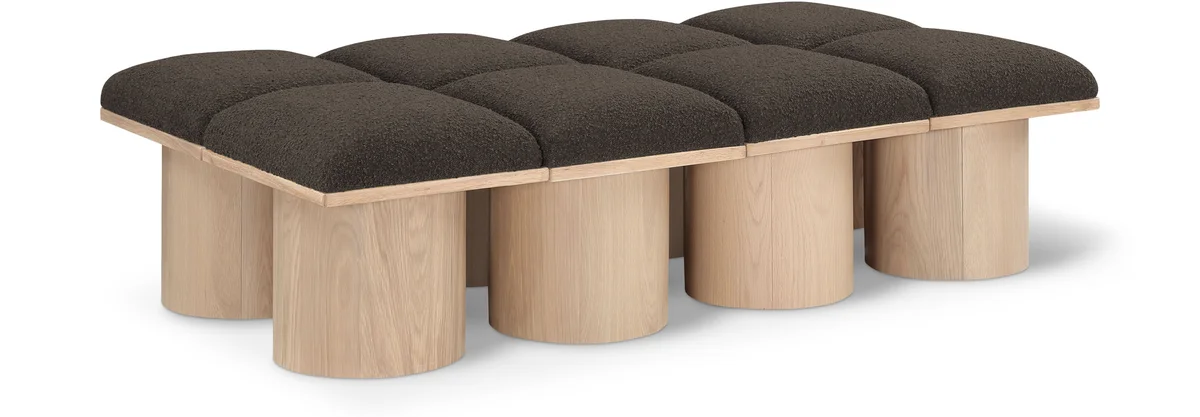 Pavilion - 62" 8 Piece Modular Bench With Natural Base - Brown