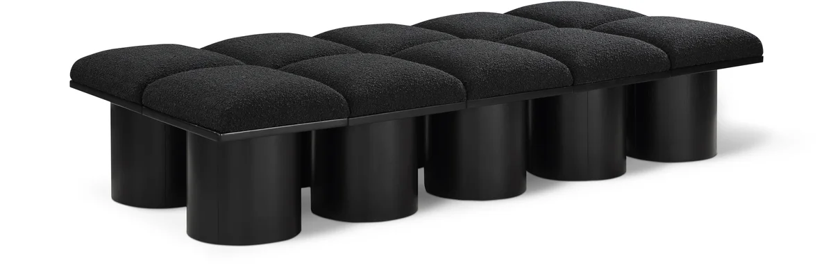Pavilion - 77.5" 10 Piece Modular Bench With Black Base - Black