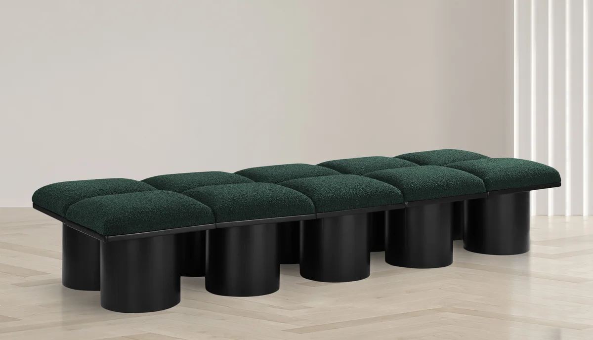 Pavilion - 90" 10 Piece Modular Bench With Black Base - Green - View 2