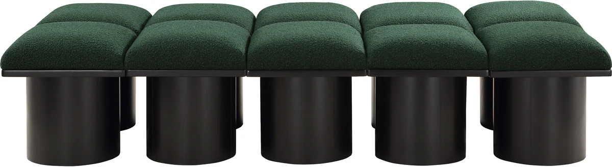 Pavilion - 77.5" 10 Piece Modular Bench With Black Base - Green - View 2