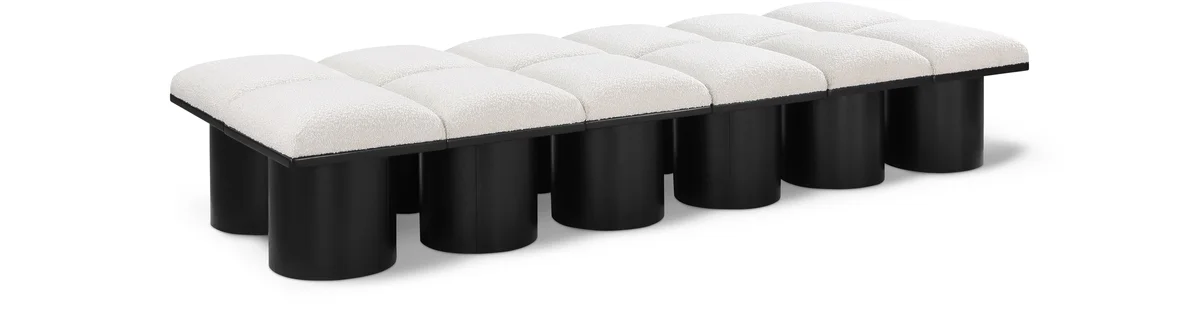 Pavilion - 93" 12 Piece Modular Bench With Black Base - Cream