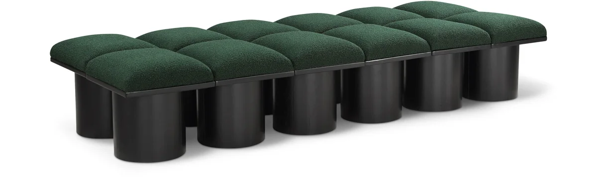 Pavilion - 93" 12 Piece Modular Bench With Black Base - Green