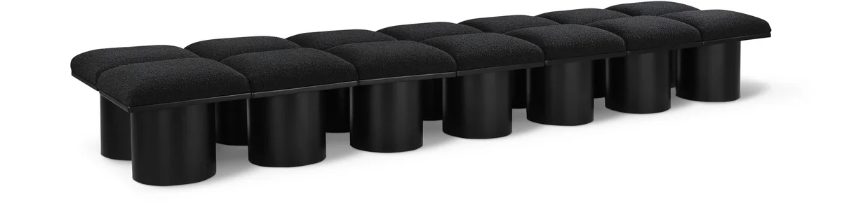 Pavilion - 126" 14 Piece Modular Bench With Black Base - Black