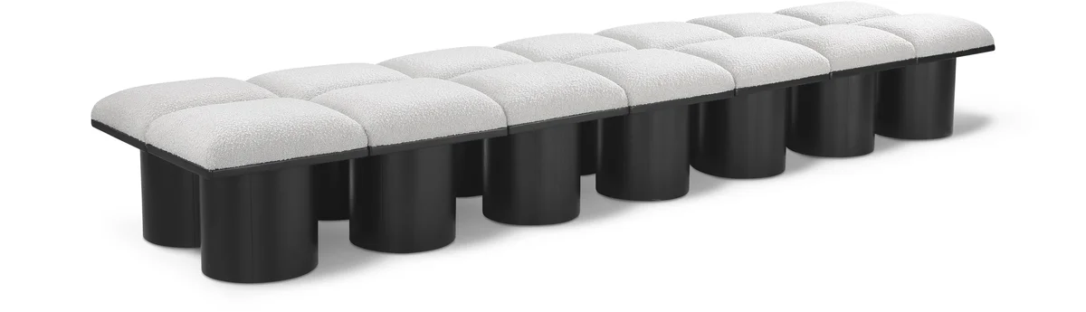 Pavilion - 126" 14 Piece Modular Bench With Black Base - Cream