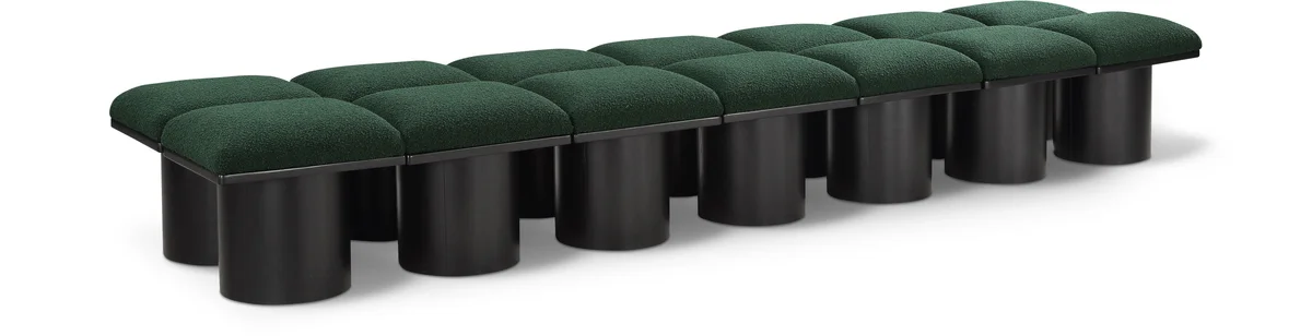 Pavilion - 126" 14 Piece Modular Bench With Black Base - Green