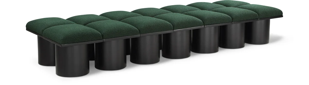 Pavilion - 108.5" 14 Piece Modular Bench With Black Base - Green