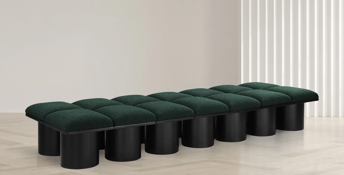 Pavilion - 108.5" 14 Piece Modular Bench With Black Base - Green - View 2