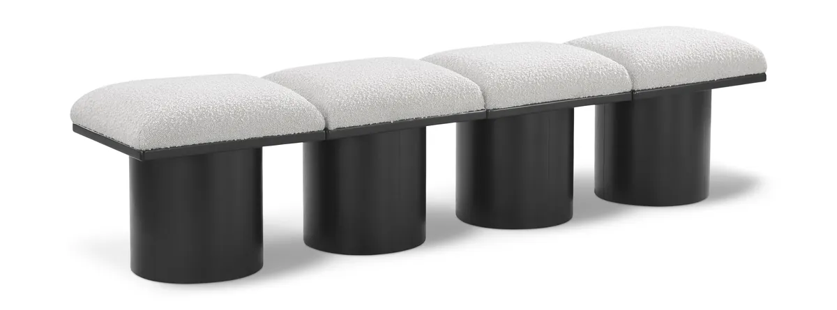 Pavilion - 72" 4 Piece Modular Bench With Black Base - Cream