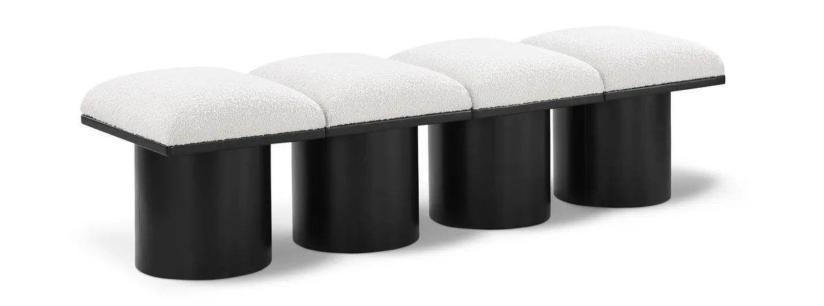 Pavilion - 62" 4 Piece Modular Bench With Black Base - Cream