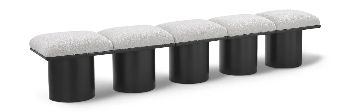 Pavilion - 90" 5 Piece Modular Bench With Black Base - Cream