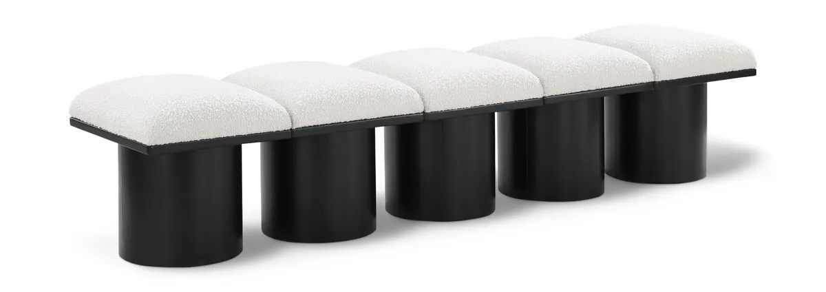 Pavilion - 77.5" 5 Piece Modular Bench With Black Base - Cream