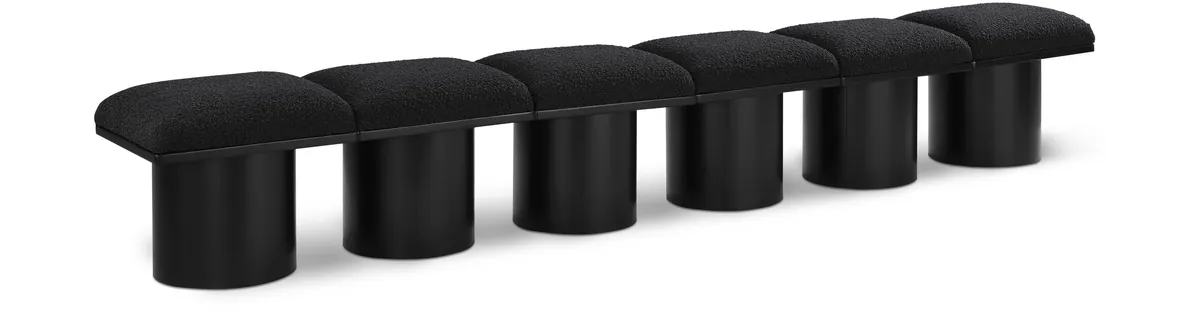 Pavilion - 108" 6 Piece Modular Bench With Black Base - Black