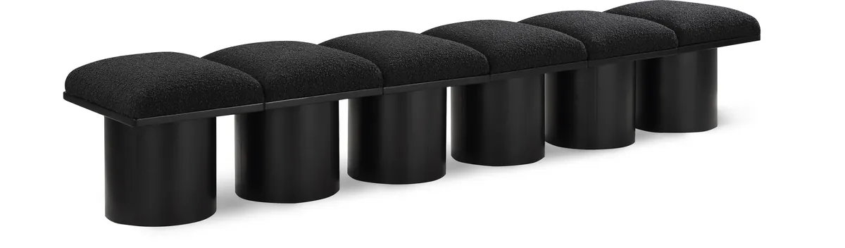 Pavilion - 93" 6 Piece Modular Bench With Black Base - Black