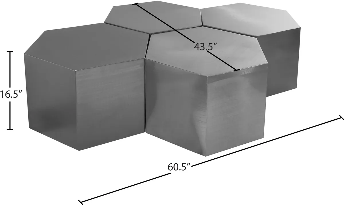 Hexagon - Coffee Table Modular Shape 4 Piece - Pearl Silver