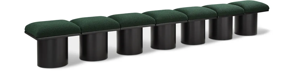 Pavilion - 126" 7 Piece Modular Bench With Black Base - Green