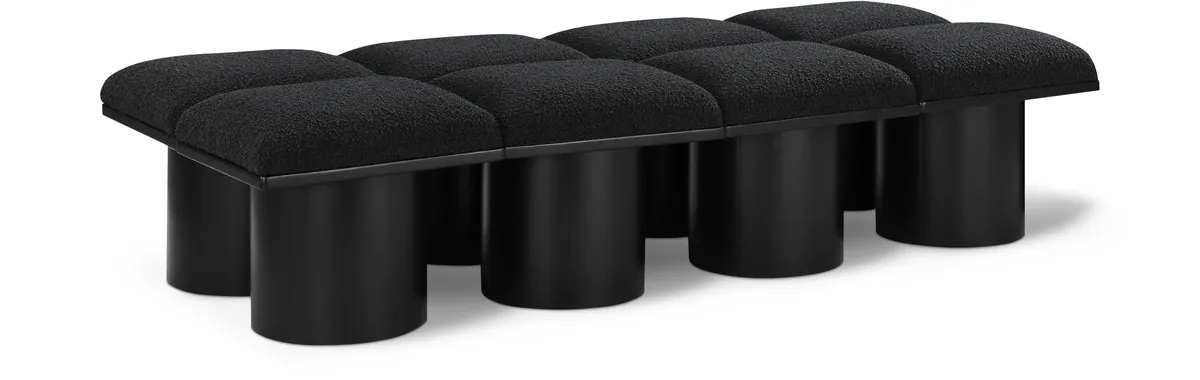 Pavilion - 72" 8 Piece Modular Bench With Black Base - Black