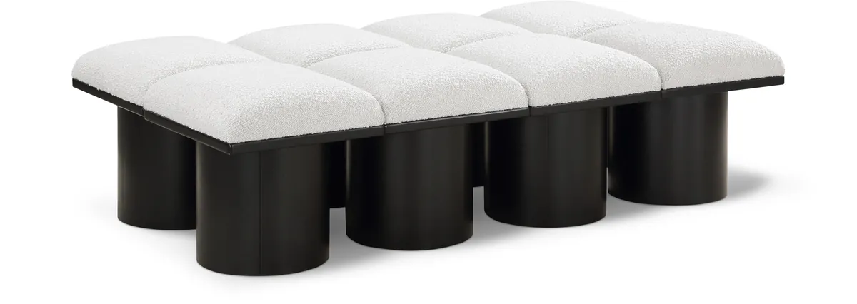 Pavilion - 62" 8 Piece Modular Bench With Black Base - Cream