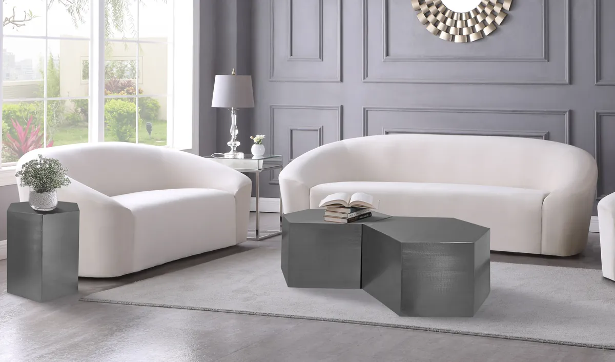 Hexagon - Coffee Table Modular Shape 2 Piece - Pearl Silver - View 2