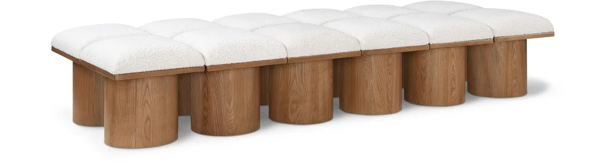 Pavilion - 93" 12 Piece Modular Bench With Brown Base - Cream