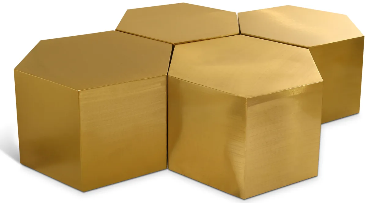Hexagon - Coffee Table Modular Shape 4 Piece - Gold
