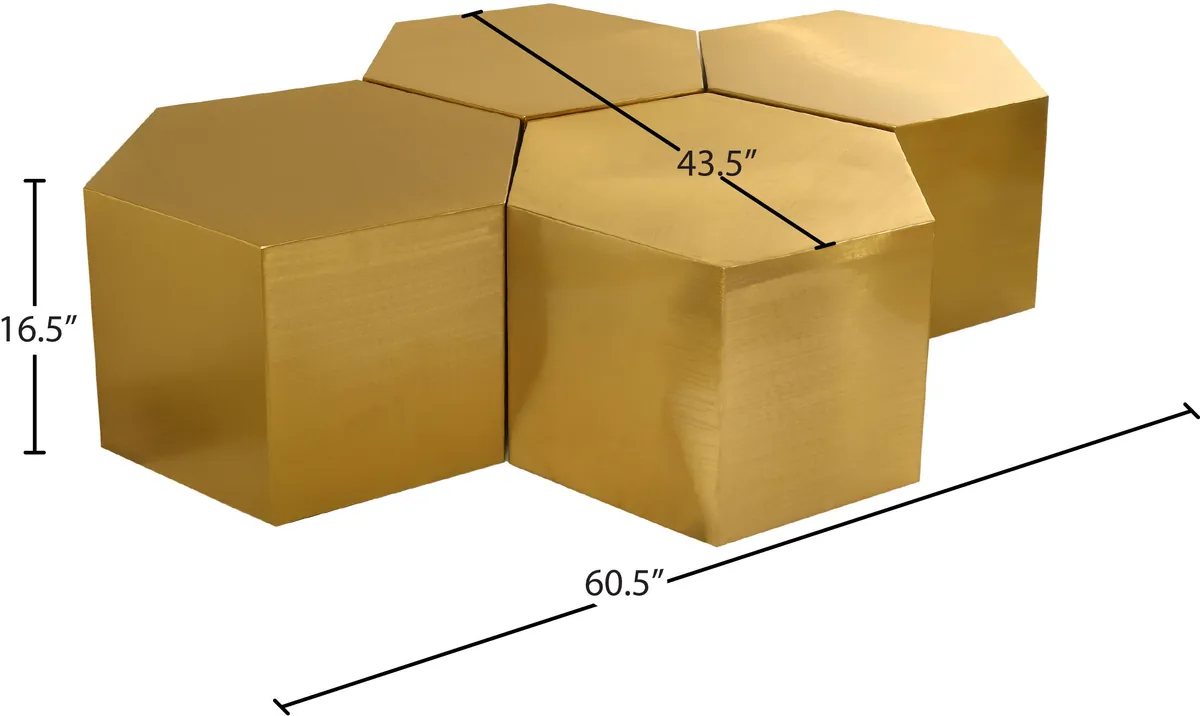 Hexagon - Coffee Table Modular Shape 4 Piece - Gold