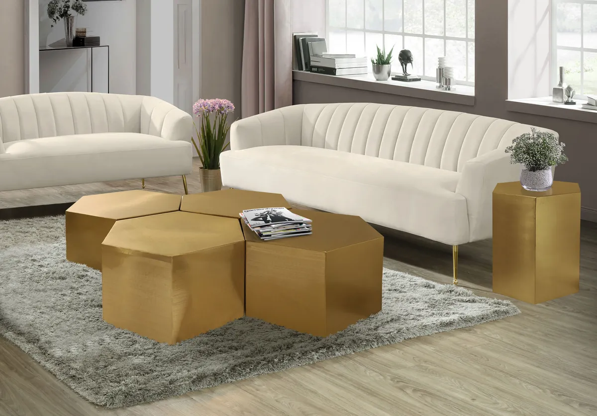 Hexagon - Coffee Table Modular Shape 4 Piece - Gold - View 2