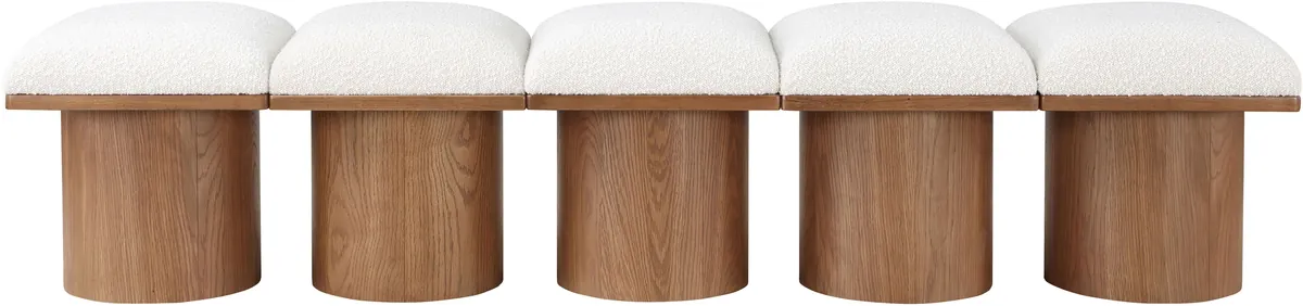 Pavilion - 77.5" 5 Piece Modular Bench With Brown Base - Cream - View 2