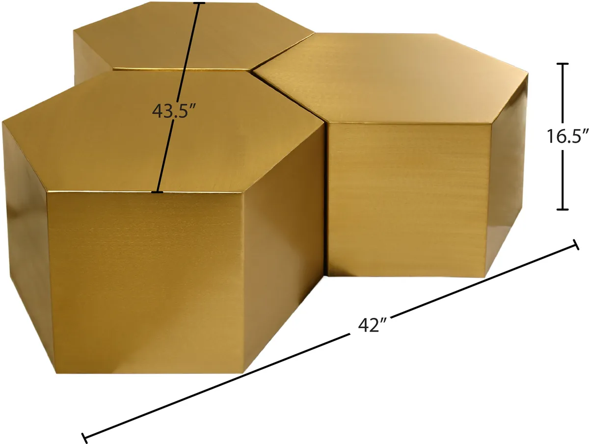 Hexagon - Coffee Table Modular Shape 3 Piece - Gold