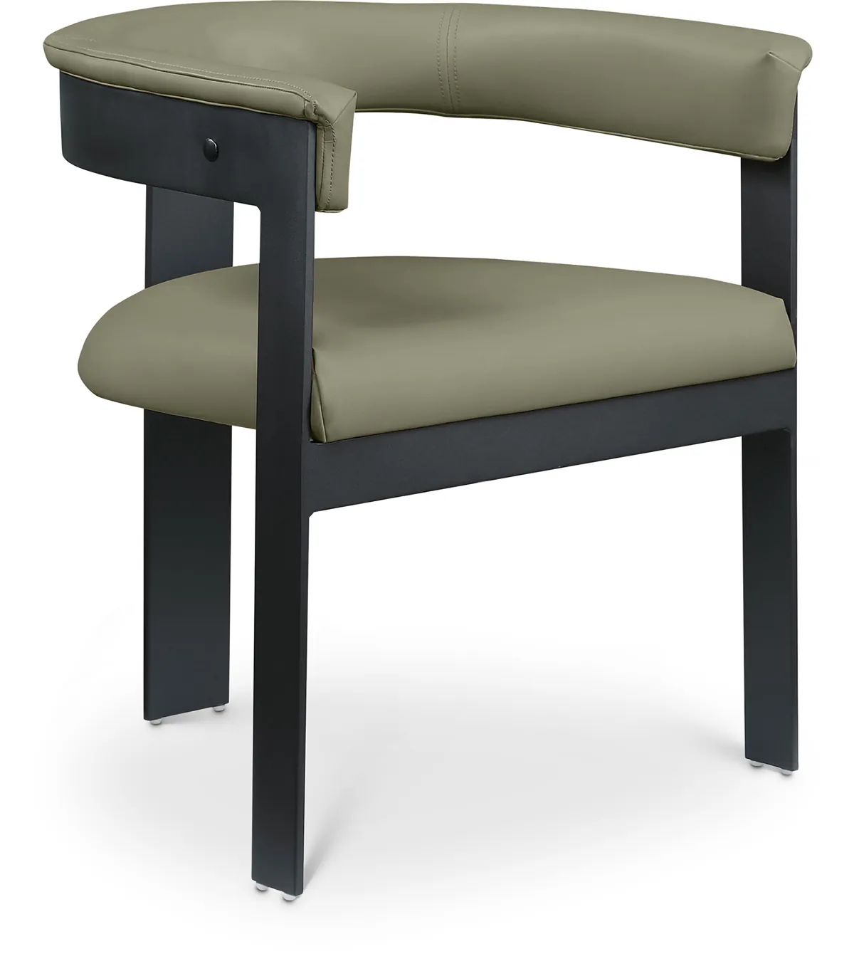 Romeo - Faux Leather Dining Chair With Black Base (Set of 2) - Olive Green