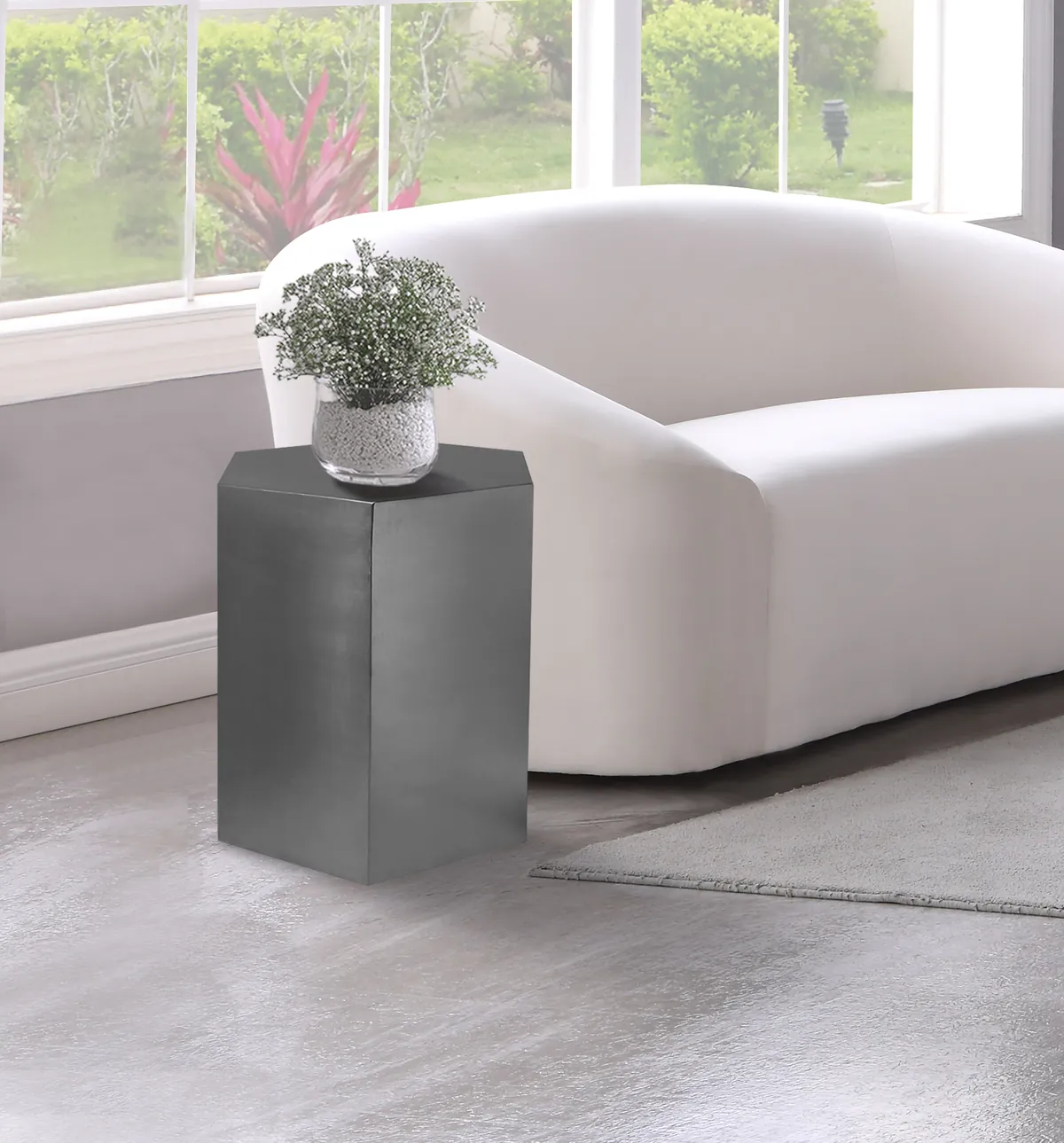 Hexagon - End Table - Pearl Silver - View 2