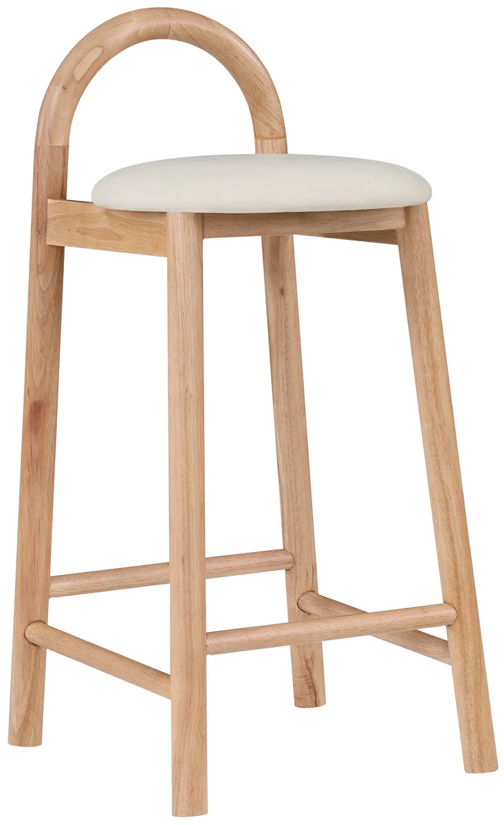 Calvin - Stool With Natural Base - Cream