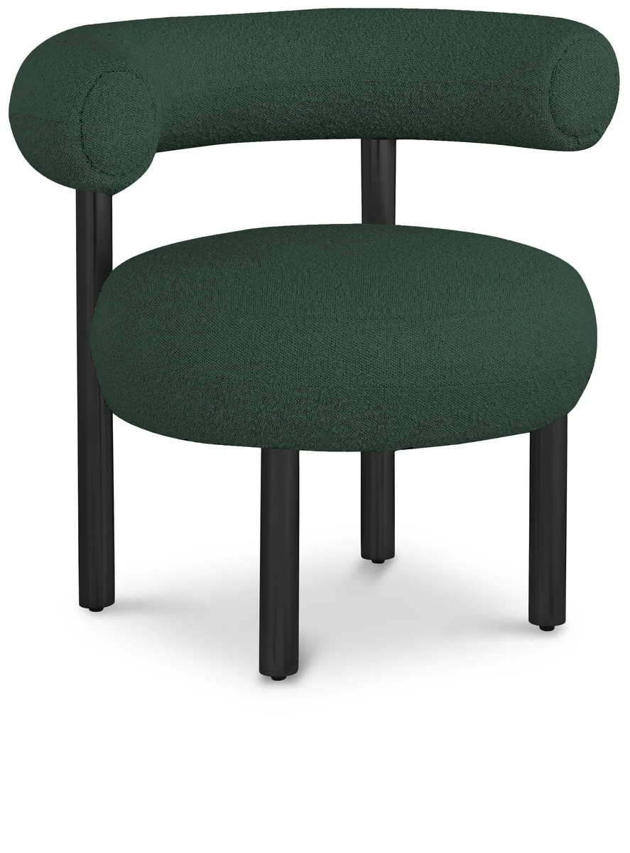 Bordeaux - Boucle Fabric Accent Chair With Black Legs - Green
