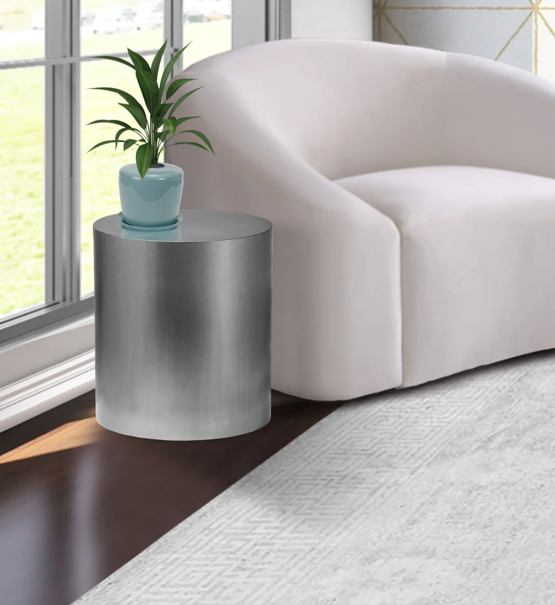 Cylinder - End Table - Pearl Silver - View 2