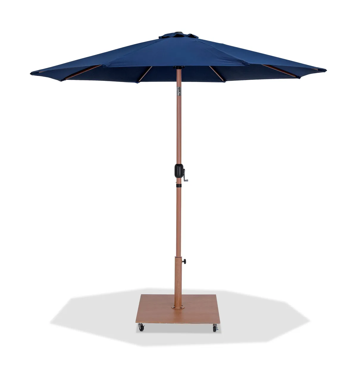 Fiji - Aluminum Patio Umbrella With Square Teak Base - Navy