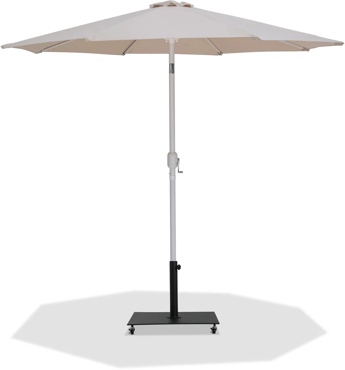 Fiji - Aluminum Patio Umbrella With Square Black And White Base - Beige