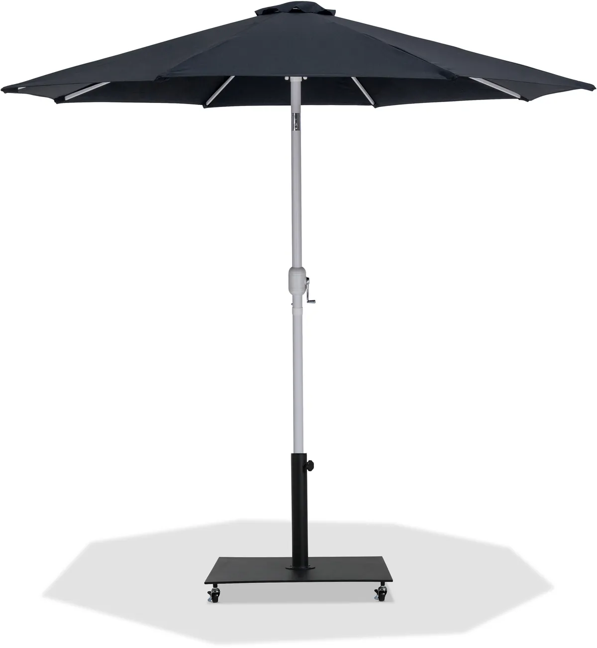 Fiji - Aluminum Patio Umbrella With Square Black And White Base - Black
